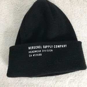 Herschel Black Beanie Hat Adult One Size